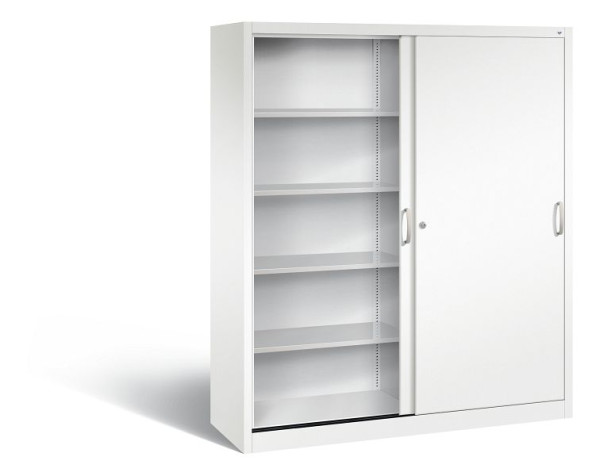 C+P schuifdeurkast Acurado, H1950xB1600xD500mm, kleur: verkeerswit, beugelgreep, 5 FH, 2150-00 S10226