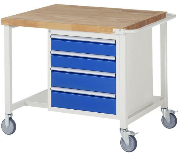 RAU verrijdbare werkbank serie 8000, 4 x laden, opbergplank, 1000x880x900 mm, 05-8162A6-109B4S.11