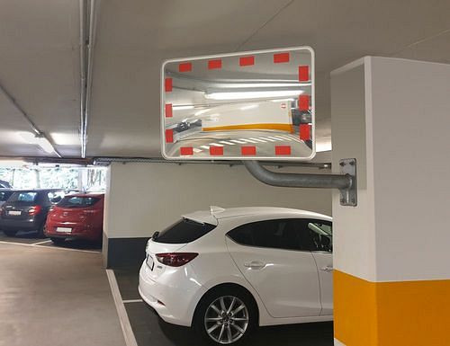 Moravia verkeersspiegel van acrylglas, geïntegreerde houder voor buispalen, 800 x 1200 mm, 311140
