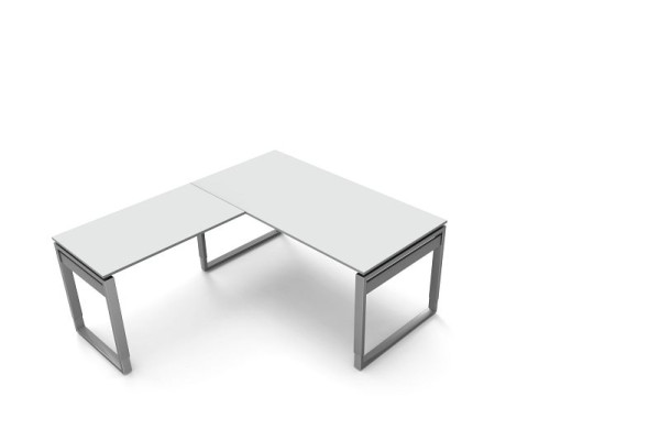 Kerkmann bureau B 1600 x D 800 x H 680-820 mm met aanschuiftafel, vorm 5, kleur: lichtgrijs, 11403911