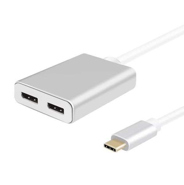 Helos-splitter, USB 3.1 Type-C™-stekker/2x DisplayPort-bus, PREMIUM 4K, zilver, 288383