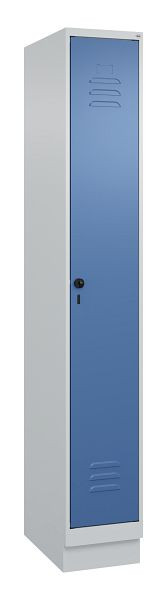 C+P kleedkamerkast Classic PLUS met middenwand, bodem, 1950x300x500mm, 7035/5023, veiligheidsdraaigrendel, 080020-10F S10005