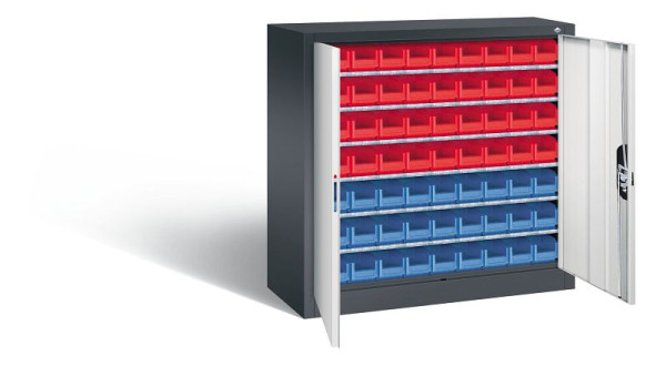 C+P tijdschriftenkast serie 13, H1000xB1000xD420mm, kleur: zwartgrijs/lichtgrijs, 133944-24 S10009