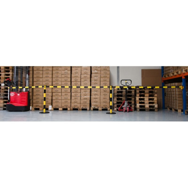 Stein HGS HGS personengeleidingssysteem -P-Line Direct-, geel met zwarte folie, rood/wit geblokkeerd, met bandeindstuk (standaard), bandlengte: 2,3 m, 40004-3302