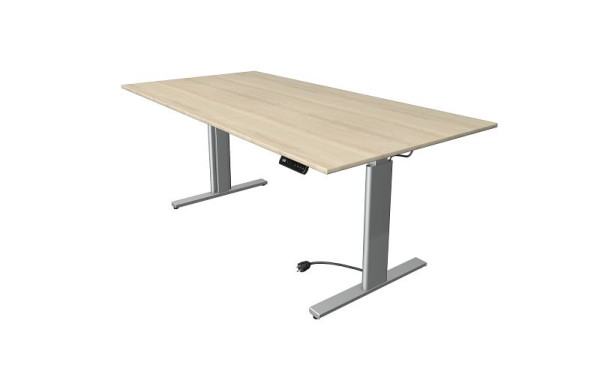 Kerkmann zit/sta tafel Move 3 zilver, B 2000 x D 1000 mm, elektrisch in hoogte verstelbaar van 720-1200 mm, esdoorn, 10233750