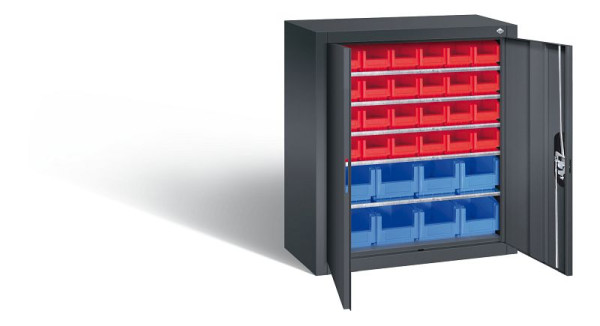 C+P tijdschriftenkast serie 13, H830xB700xD300mm, kleur: zwart-grijs, verzonken handgreep, 134013-24 S10030