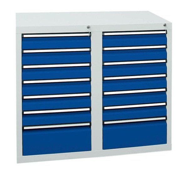 stumpf ladekast serie STS 410, RAL 7035/5010, 14 laden (12x100, 2x200 mm), 7102274
