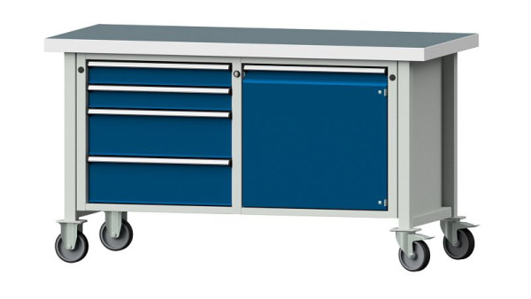 ANKE werkbanken Kastwerkbank, model 131 V, 1500 x 700 x 850 mm, RAL 7035/5010, UBP 50 mm, verrijdbaar, 305.718