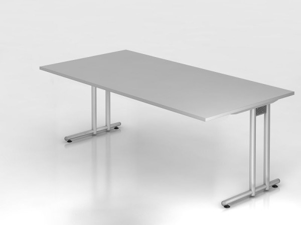 Hammerbacher bureau C-poot 200x100cm grijs/zilver, werkhoogte 72 cm, VNS2E/5/S