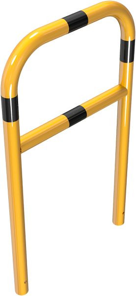 Schake buisbeugel van geel/zwarte stalen buis met dwarsbalk voor inzetting in beton, totale breedte: 700 mm, totale hoogte: 1200 mm, ronde stalen buis Ø 60 mm, 465_21BG