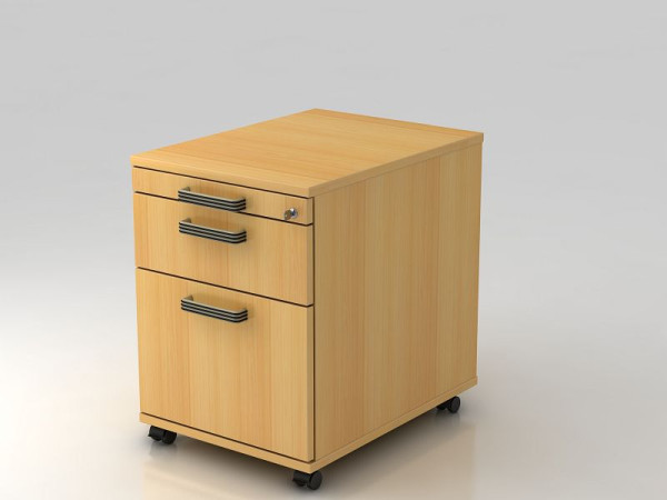Hammerbacher rolcontainer 58cm, 1 lade, 1HR, slotlijst handgreep beuken, 42,8x58x59 cm, 1/3/6 HE, VAC20/6/6/SG