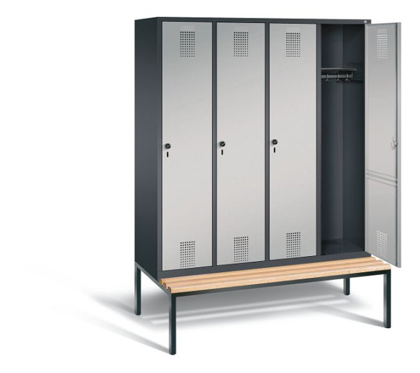 C+P Evolo kleerkast, H2090xW1590xD815mm, kleur: zwart-grijs/wit aluminium, 48050-42 S10035