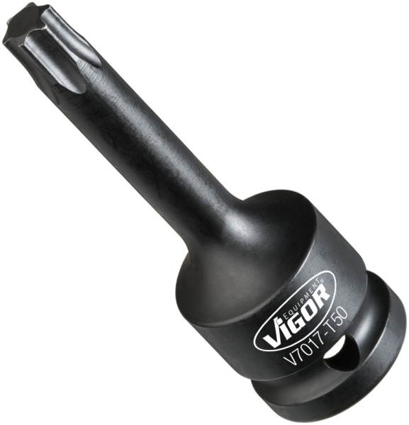 VIGOR slagmoersleutel schroevendraaierbit, hol vierkant 12,5 mm (1/2 inch), binnen TORX® profiel, T50, V7017-T50