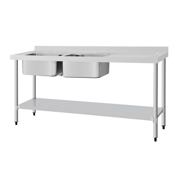 Vogue RVS spoelbak dubbele spoelbak afdruiprek links en rechts 180x60cm, DY827