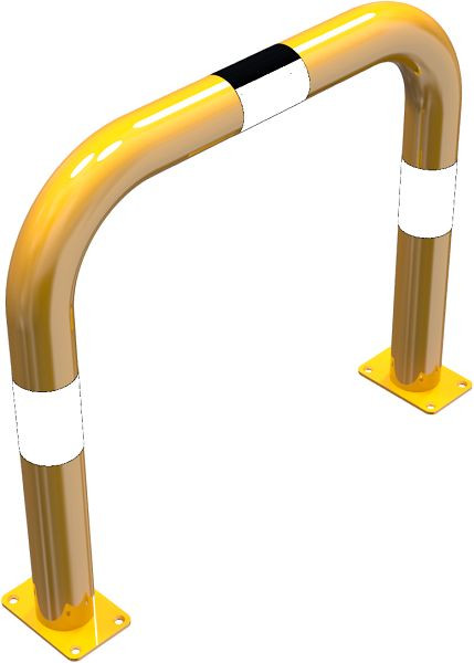 Schak-stootbescherming stalen buis Ø 76 mm geel/zwart, totale breedte: 750 mm, hoogte boven de grond: 650 mm, voor plugbevestiging, 477_05PBG