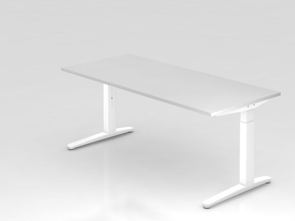 Hammerbacher bureau C-poot 180x80cm wit/wit, aluminium loper wit, VXB19/W/WW