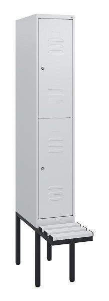 C+P dubbeldekskast Classic PLUS, 1950x300x815mm, 7035/7035, cilindersloten, met basisframe en zwevende zitting, 0803405-10 S10084