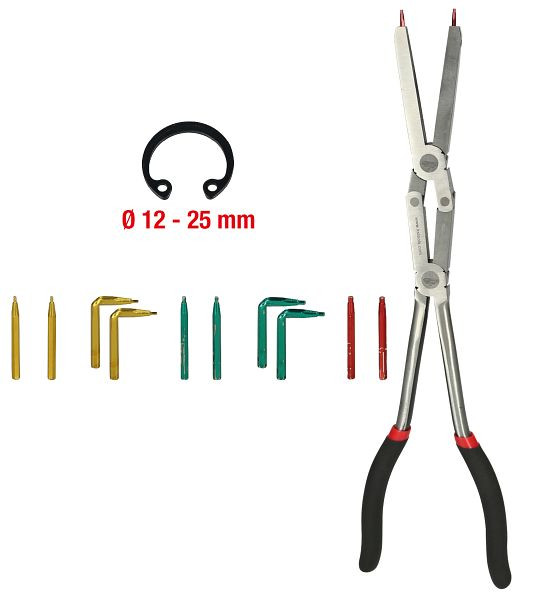 KS Tools griptang met dubbel scharnier voor externe borgringen met verwisselbare punten, 500.7015