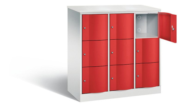 C+P lockerkast Resisto, H1255xB1148xD540mm, kleur: lichtgrijs / vuurrood, 8573-372 S10739