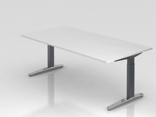 Hammerbacher bureau C-poot 200x100cm wit/grafiet (gepolijst), rechthoekige vorm, VXB2E/W/GC