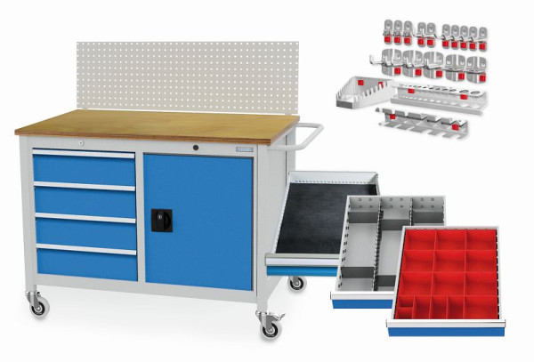 Bedrunka + Hirth verrijdbare bakwerkbank, type 1250 M, inclusief geperforeerde plaat, indeling, haak, 04.12.19VAK