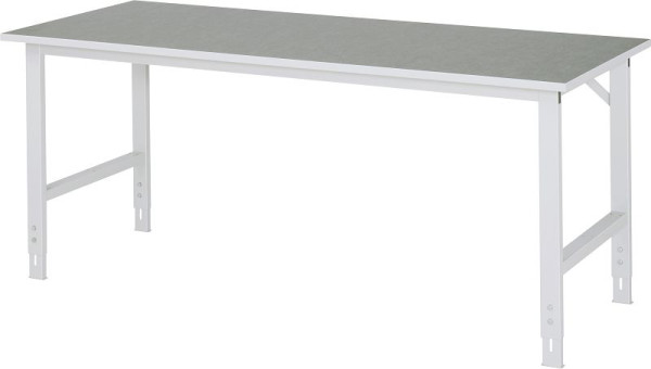 RAU werktafel Tom serie (6030) - in hoogte verstelbaar, werkblad met linoleum/universele bekleding, 2000x760-1080x800 mm, 06-625L80-20.12