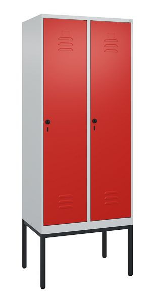 C+P Umkleidespind Classic PLUS, Gestell, 2 Abteile, 2120x800x500mm, 7035/3020, Drehriegel, 0800307-22 S10002