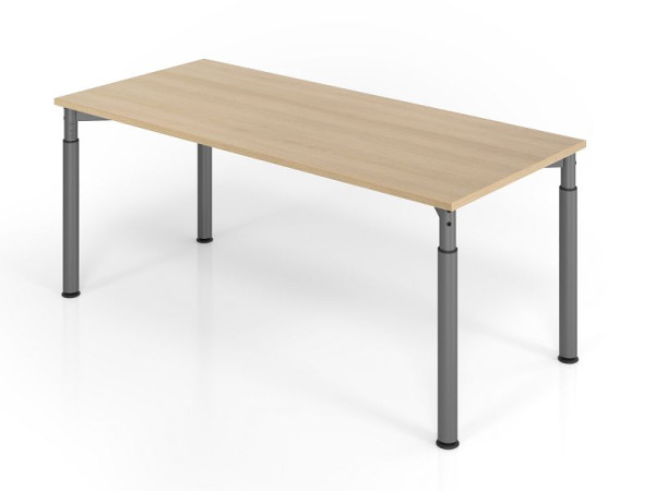 Hammerbacher bureau YS19, 180 x 80 cm, blad: eikenhout, 25 mm dik, ABS dikke rand, rechthoekige vorm, grafiet, VYS19/E/G