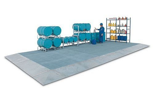 DENIOS Bodenelement classic-line, verzinkt, Gitterrost, Radlast 2000 kg, 2500 x 500 x 123 mm, 115153
