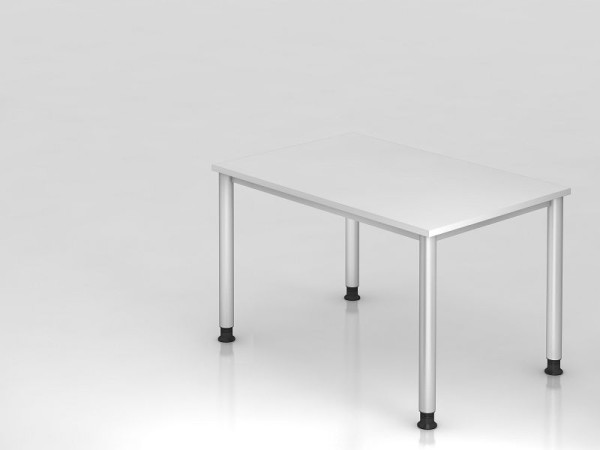 Hammerbacher bureau 4 voet rond 120x80cm wit/zilver, rechthoekige vorm, VHS12/W/S