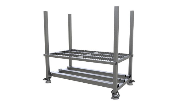 Schake opslag- en transportpallet voor platte bakens voor 108 stuks platte baken standpijpen van 50 x 50 mm, 36050-5