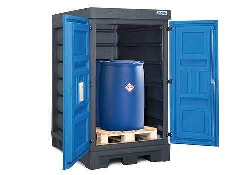 DENIOS PolySafe-Depot type DL voor 2 vaten van 200 liter, achter elkaar opgesteld, van kunststof, 240-861