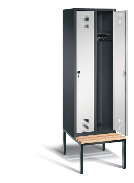 C+P garderobekast Evolo, H2090xB610xD815mm, kleur: zwartgrijs/lichtgrijs, 48050-20 S10064