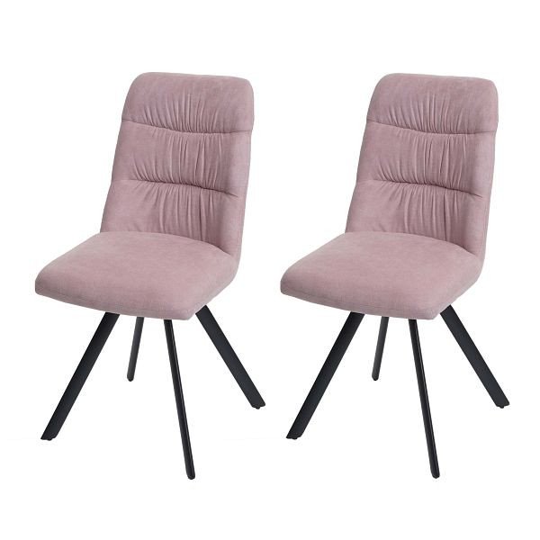 Mendler Set van 2 eetkamerstoelen HWC-J69, keukenstoel, draaibare automatische positie, fluweel, roze, 82599