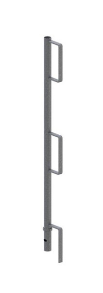 Schake relingpalen van ronde buis 33,7x2x1000mm, met drie houders, verzinkt, 11192