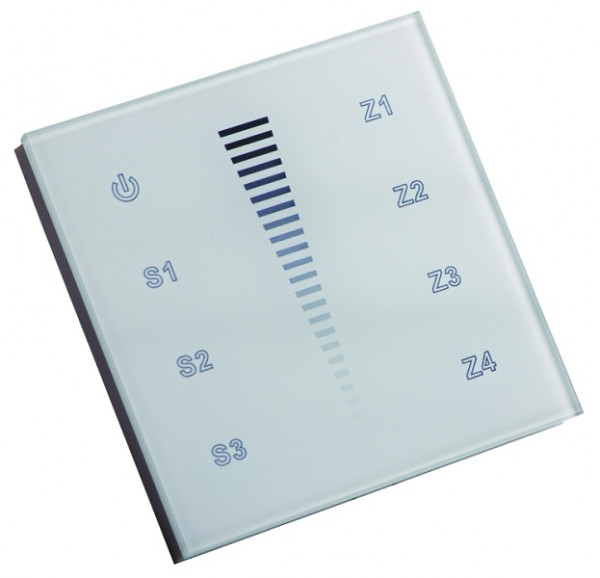 rutec Projekt DMX touch panel 4 ZONES monochroom DMX touch panel glas - wit, PHZ510