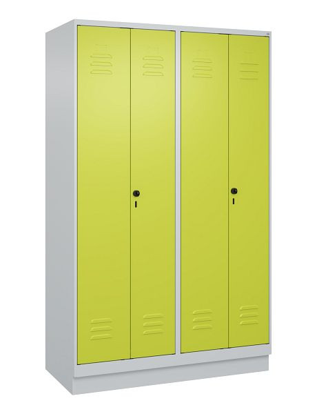 C+P Umkleidespind Classic PLUS, Doppel-Spind, Sockel, 4 Abteile, 1950x1200x500mm, 7035/0024, Drehriegel, 080022-40P S10010