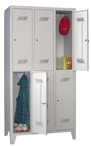 Pavoy Kleider-Schließfachschrank mit Füßen 1850/500/900, 3b x 2h, Zylinderschloss, Abteilbreite 300, 60260-323-031-910