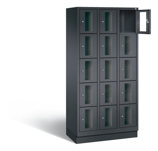 C+P lockerkast Classic, H1800xB900xD500mm, kleur: zwart-grijs, 8020A305 S10015