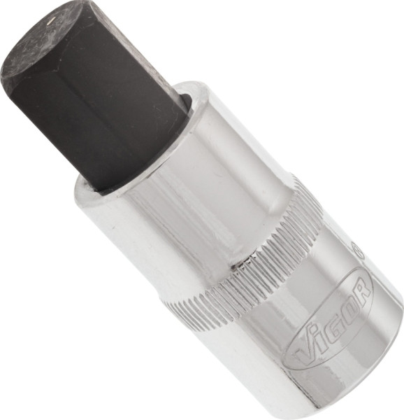 VIGOR binnenzeskantschroevendraaierbit, hol vierkant 12,5 mm (1/2 inch), binnenzeskantprofiel, 14 mm, lengte: 55 mm, V2107