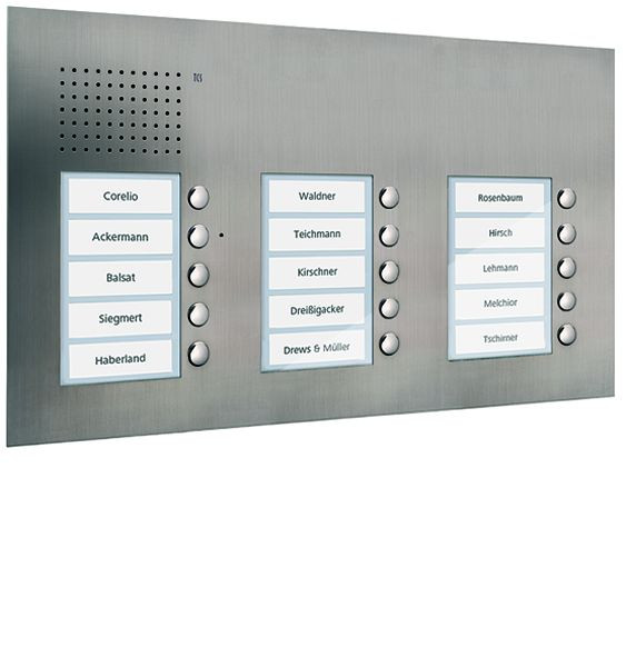 TCS audio buitenstation serie PUK 15 belknoppen (rechts uitgelijnd), 3 kolommen, UP RVS, PUK15/3-ES