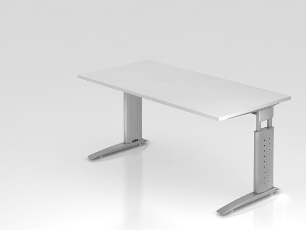 Hammerbacher bureau C-poot 160x80cm wit/zilver, werkhoogte 68-86 cm verstelbaar, VUS16/W/S