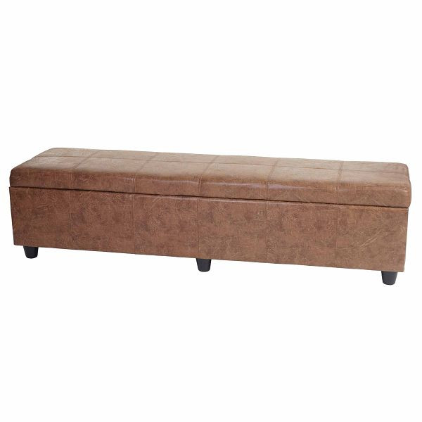 Mendler opbergkistbank Kriens XXL, stof/textiel, 180x45x45cm, imitatiesuede, 33713