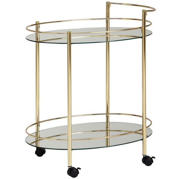 Wohnling Design serveerwagen goud 67x79 cm Mobiele Mini Bar, WL6.007