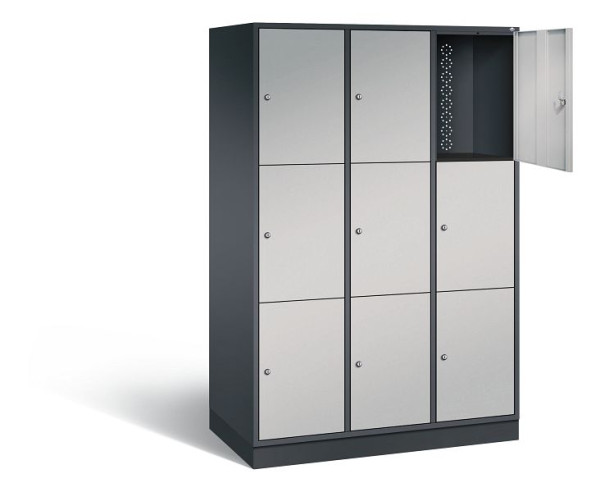 C+P XL lockerkast Intro, H1950xW1220xD590mm, kleur: zwart-grijs/wit aluminium, 8370-303 S10084