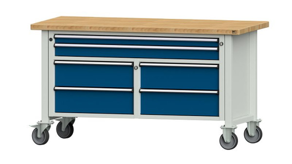 ANKE werkbanken kistwerkbank, model 255 V, 1500 x 700 x 840 mm, RAL 7035/5010, BMP 40 mm, verrijdbaar, 304.160