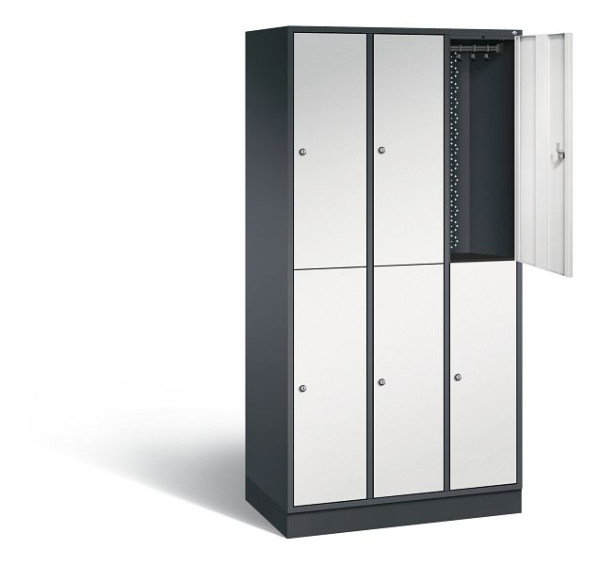 C+P locker, dubbellaags intro, H1950xW920xD490mm, kleur: zwartgrijs/lichtgrijs, 8270-301 S10058