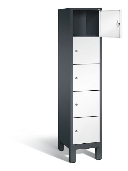 C+P lockerkast Evolo, H1850xB420xD500mm, kleur: zwartgrijs / verkeerswit, 48010-125 S10051