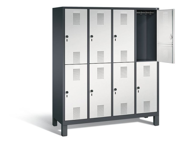 C+P locker dubbeldekker Evolo, H1850xW1590xD500mm, kleur: zwartgrijs/lichtgrijs, 48310-42 S10031