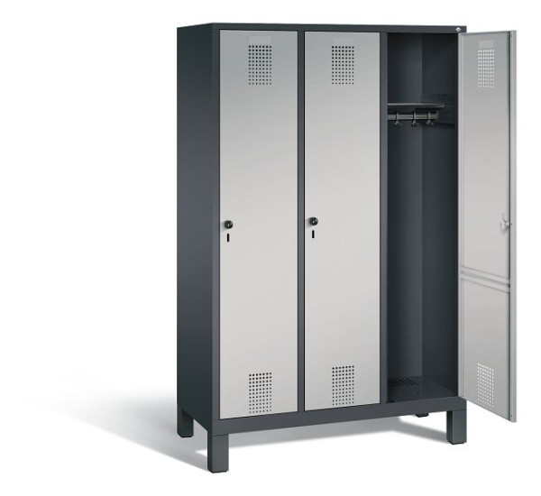 C+P Evolo garderobe, H1850xB1200xD500mm, kleur: zwart-grijs/wit aluminium, 48010-32 S10035